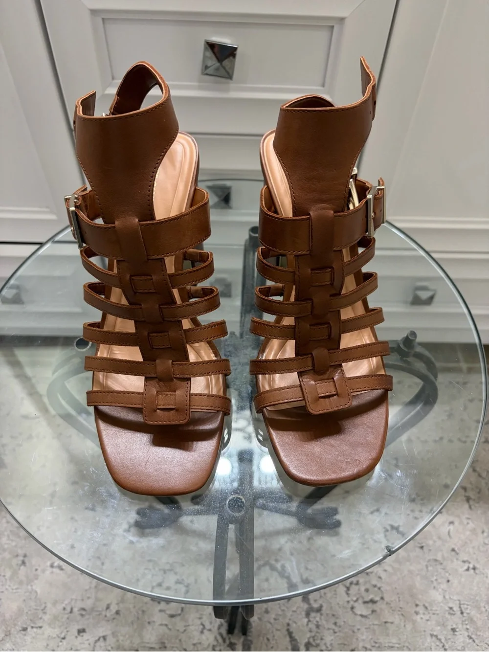 Vince Camuto Hicheny Gladiator Sandals Cinnamon Bark Size 9M Block Heel